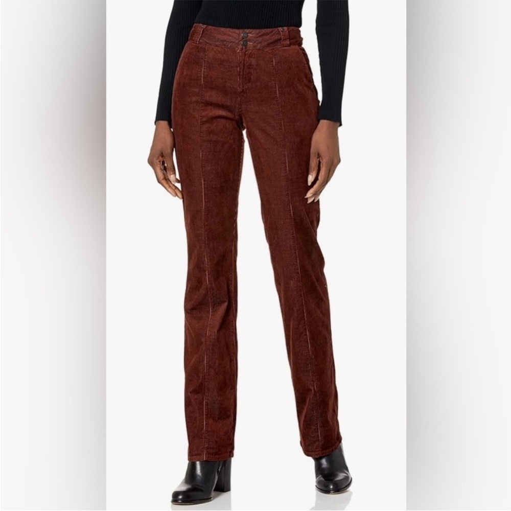 NWT PAIGE Women's Naomi Seaming Details Double Button Slight Bootcut in Bronze